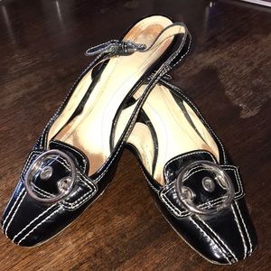 Coach black sling backs